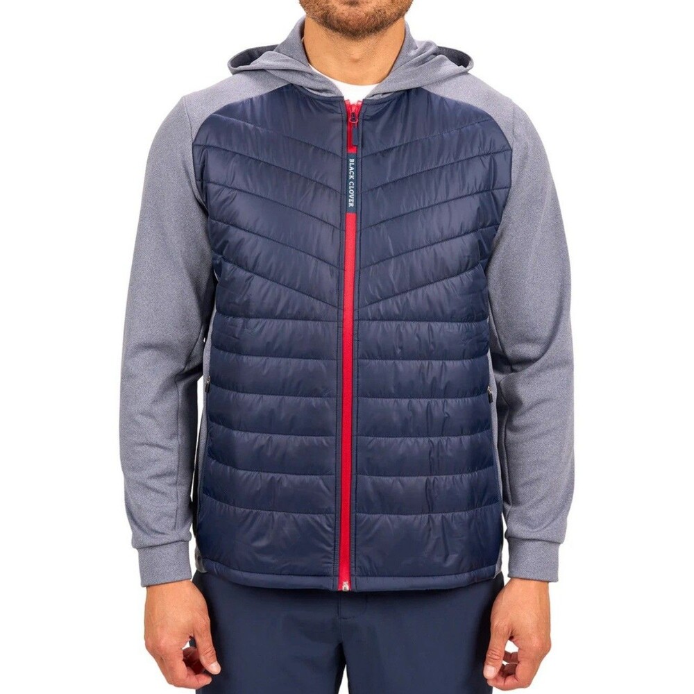 Black Clover Jaxon Quilted Jacket Coat Golf Hooded Navy Size XL NEW